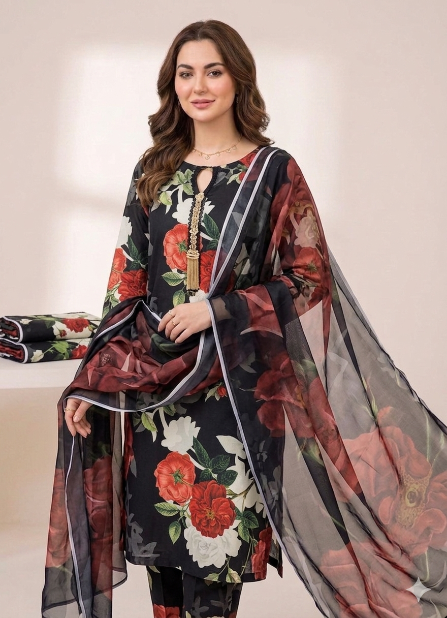 3 PC - SWISS LAWN DIGITAL PRINTED - AR24