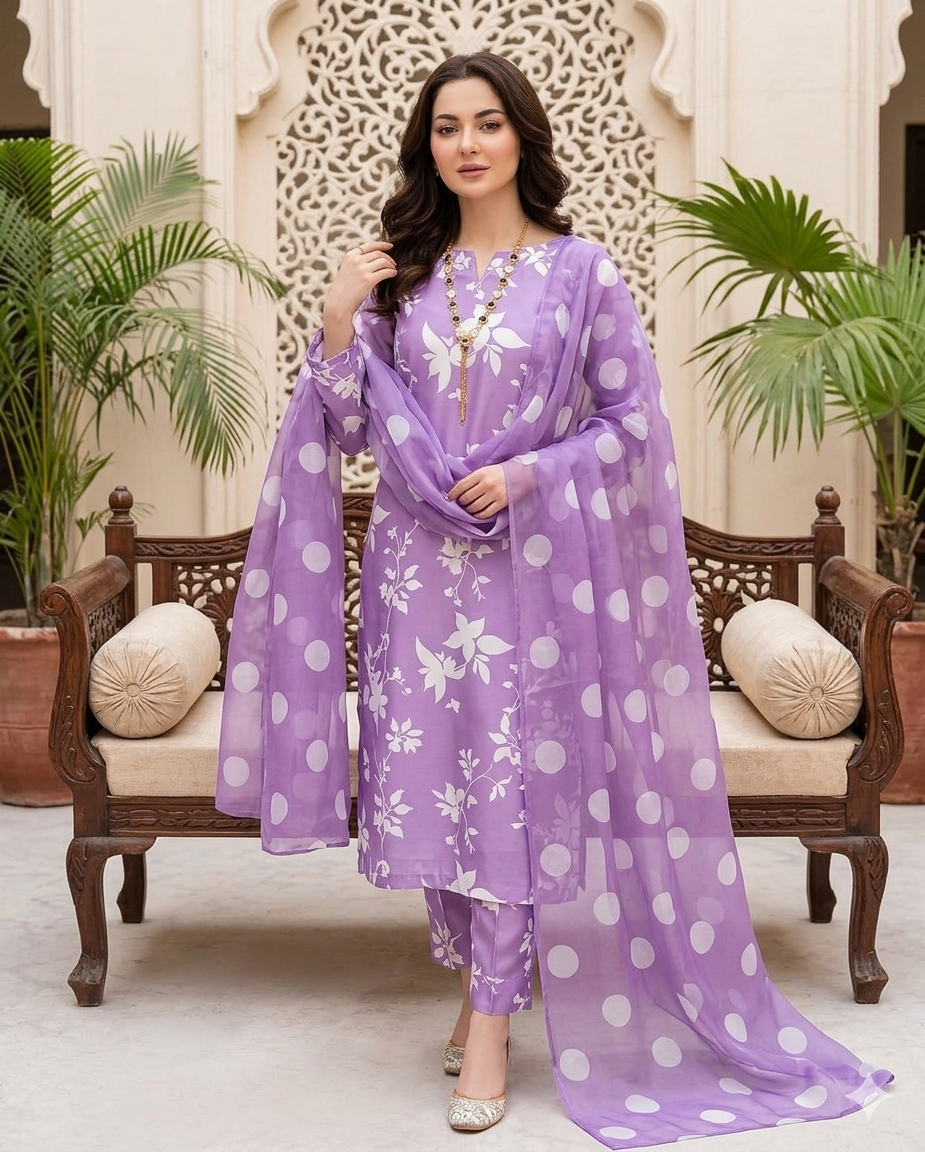 3 PC - SWISS LAWN DIGITAL PRINTED - AR07