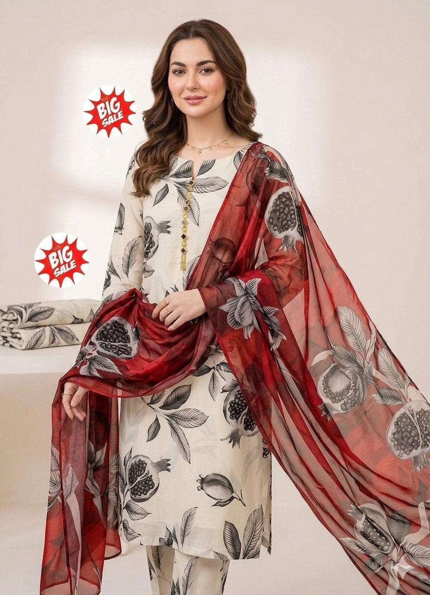 3 PC - SWISS LAWN DIGITAL PRINTED - AR14